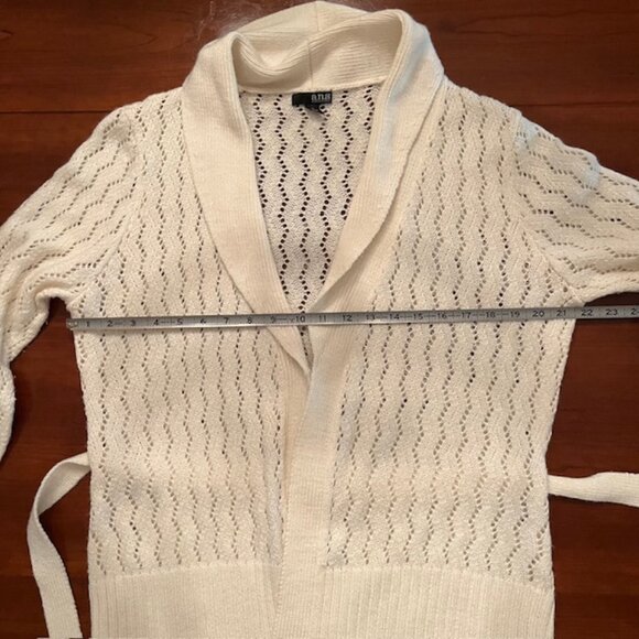 A.N.A cream cardigan tie front belt wide collar - Picture 8 of 8